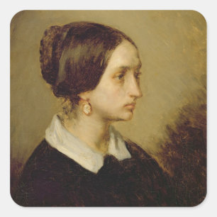 Pegatina Cuadrada Retrato de Madame Ono, 1844