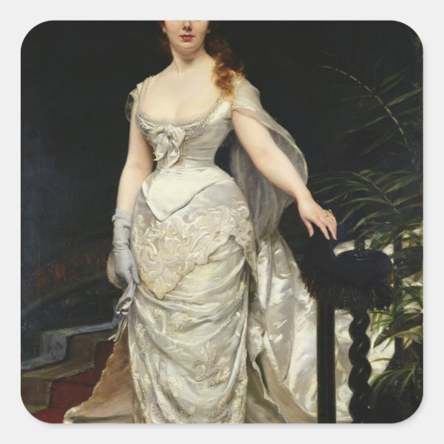 Pegatina Cuadrada Retrato de Mademoiselle X, 1873 (Anverso)