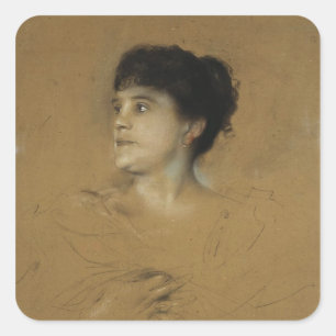 Pegatina Cuadrada Retrato de Marcella Sembrich, 1891