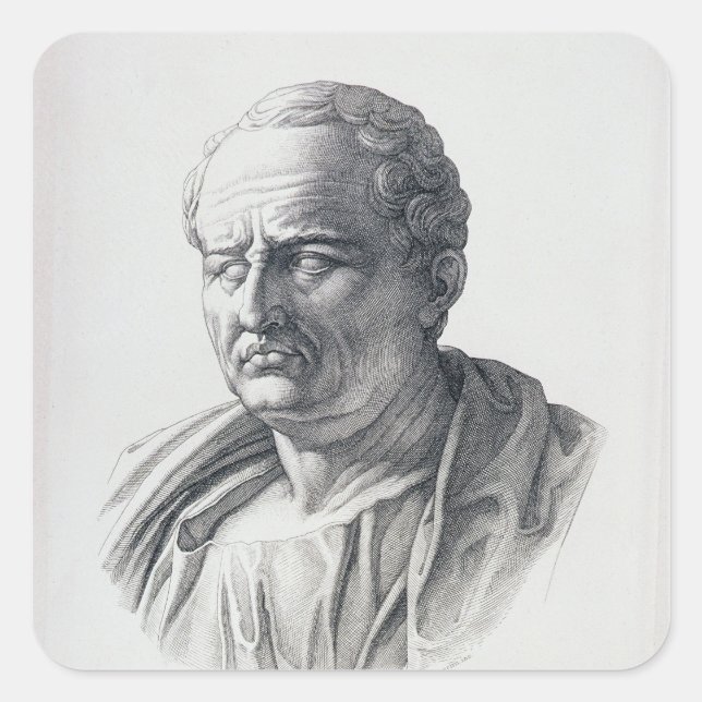 Pegatina Cuadrada Retrato de Marco Tullius Cicero (Anverso)