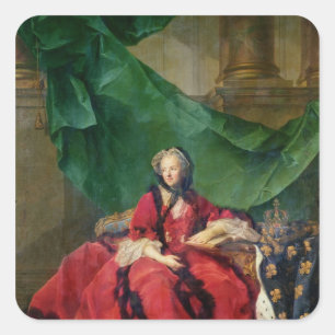 Pegatina Cuadrada Retrato de Maria Leszczynska en vestido diario