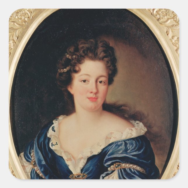 Pegatina Cuadrada Retrato de Marie-Anne Mancini Princesa Colonna (Anverso)