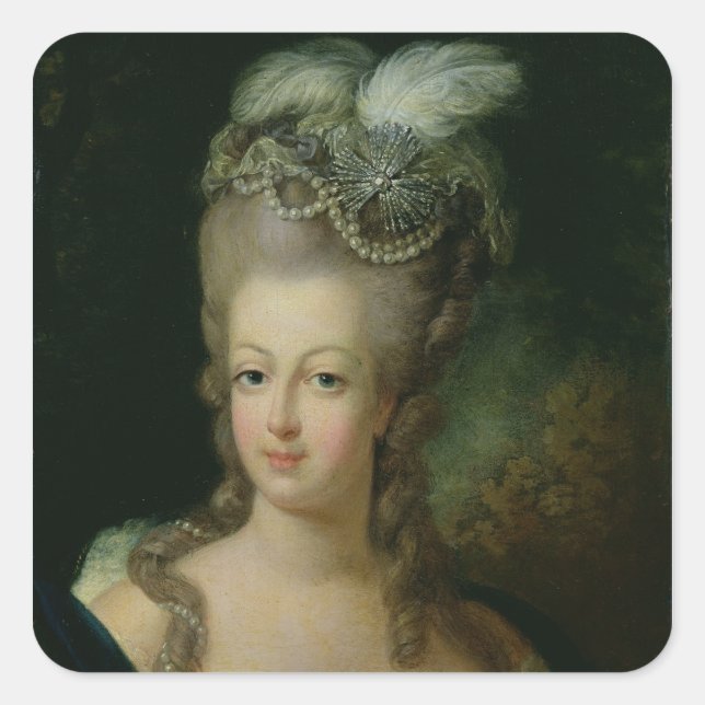 Pegatina Cuadrada Retrato de Marie-Antoinette (Anverso)