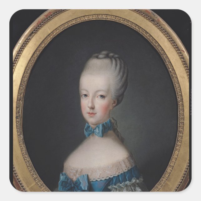 Pegatina Cuadrada Retrato de Marie-Antoinette (Anverso)