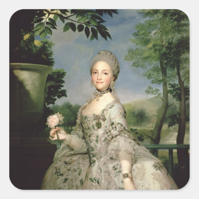 Pegatina Cuadrada Retrato de Marie-Louise de Borbón (Anverso)