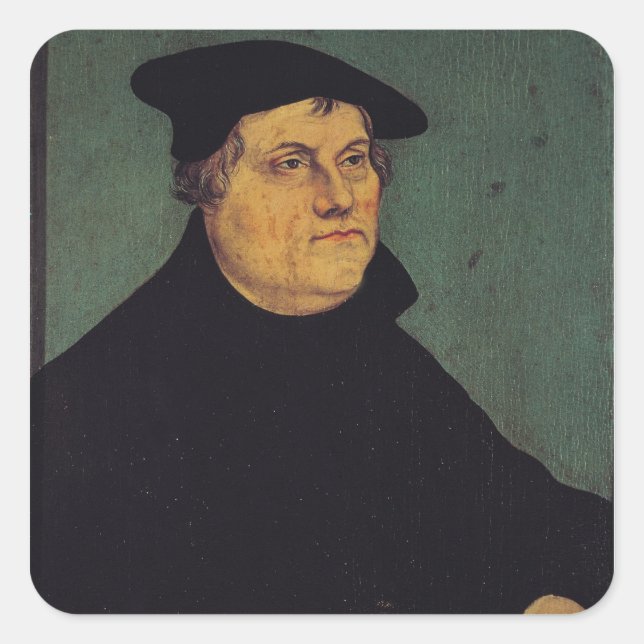 Pegatina Cuadrada Retrato de Martin Luther 1543 (Anverso)