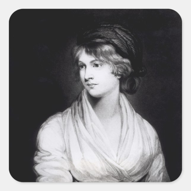 Pegatina Cuadrada Retrato de Mary Wollstonecraft Godwin (Anverso)