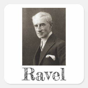 Pegatina Cuadrada Retrato de Maurice Ravel (feat. 1925)