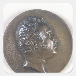Pegatina Cuadrada Retrato de Medallón de Gioacchino Rossini 1829