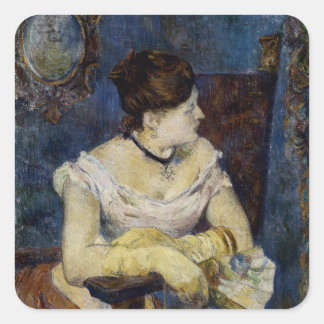 Pegatina Cuadrada Retrato de Mette Gaugin, la esposa de los artistas