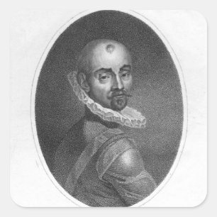 Pegatina Cuadrada Retrato de Michel de Montaigne