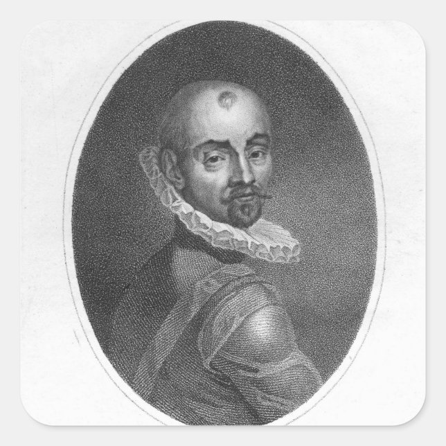 Pegatina Cuadrada Retrato de Michel de Montaigne (Anverso)