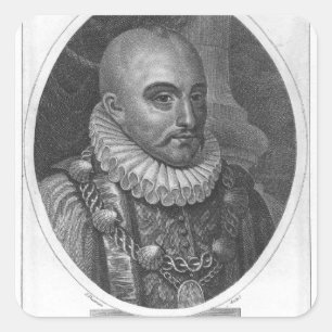Pegatina Cuadrada Retrato de Michel de Montaigne