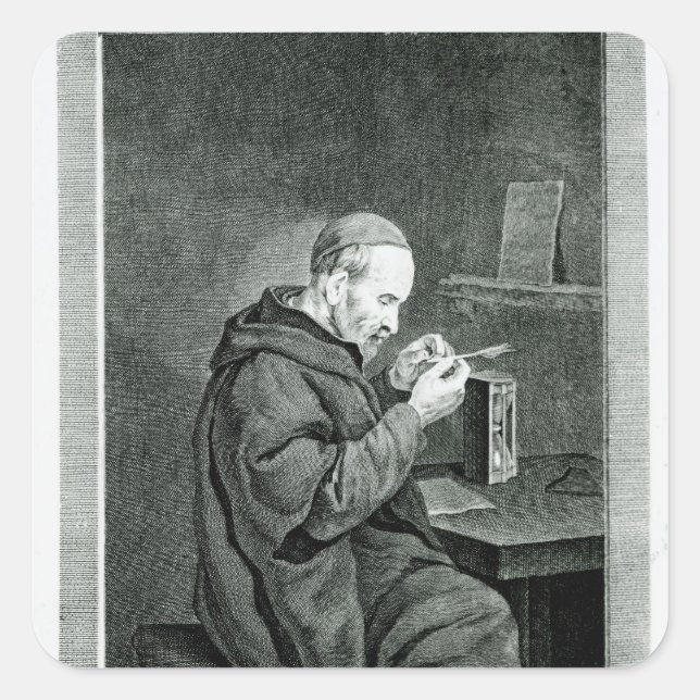 Pegatina Cuadrada Retrato de Michel Nostradamus (Anverso)