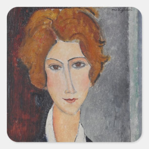 Pegatina Cuadrada Retrato de Modigliani Amedeo