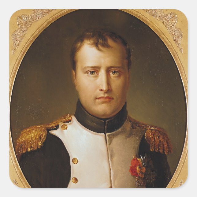 Pegatina Cuadrada Retrato de Napoleon en uniforme (Anverso)