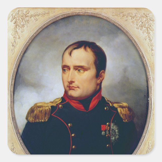 Pegatina Cuadrada Retrato de Napoleón I , 1815 (Anverso)