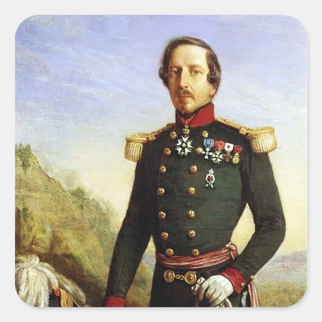 Pegatina Cuadrada Retrato de Napoleón III 1852 (Anverso)