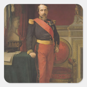 Pegatina Cuadrada Retrato de Napoleon III 1862