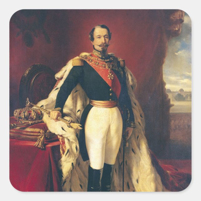 Pegatina Cuadrada Retrato de Napoleón III Emperador de Francia (Anverso)