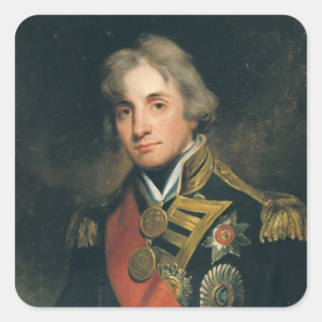 Pegatina Cuadrada Retrato de Nelson (Anverso)