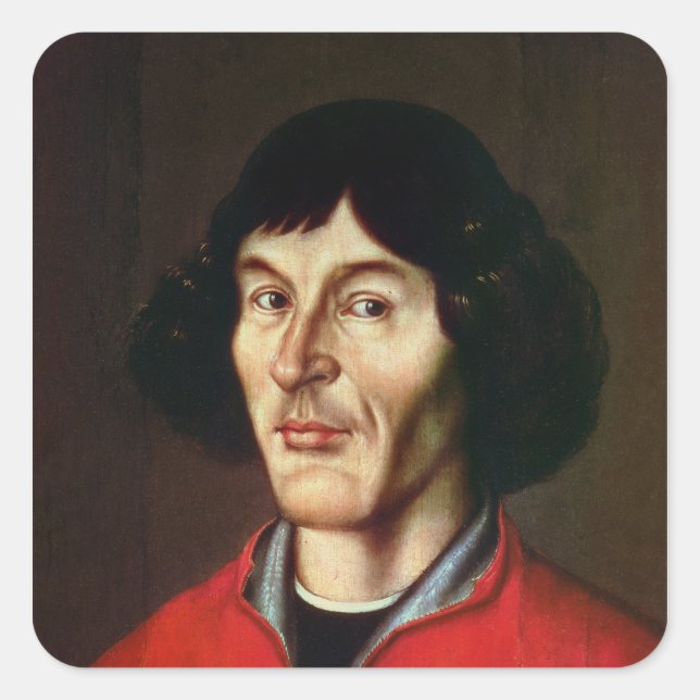 Pegatina Cuadrada Retrato de Nicolaus Copernicus (Anverso)