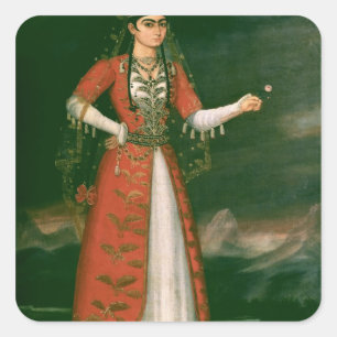 Pegatina Cuadrada Retrato de Nino Eristavi, Iraní, 1829