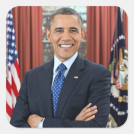 Pegatina Cuadrada Retrato de oficina oval, Obama Barack Presidente d