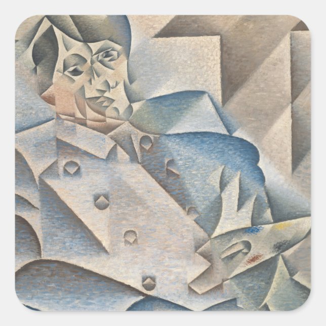 Pegatina Cuadrada Retrato de Pablo Picasso por Juan Gris (Anverso)