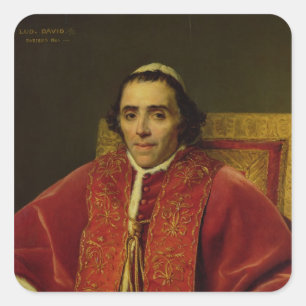 Pegatina Cuadrada Retrato de papa Pío VII, 1805