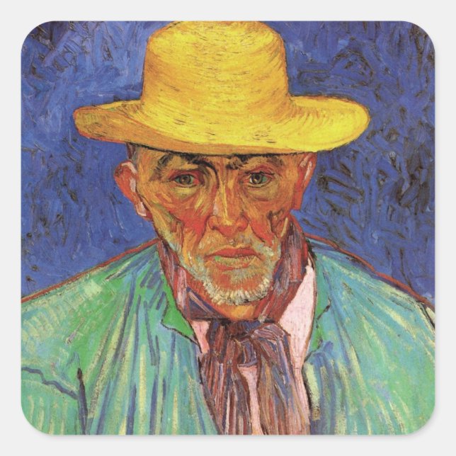 Pegatina Cuadrada Retrato de Patience Escalier por Vincent van Gogh (Anverso)