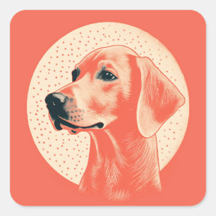 Pegatina Cuadrada Retrato de perro de estilo vintage