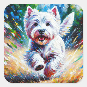 Pegatina Cuadrada Retrato de perro West Highland White Terrier "West