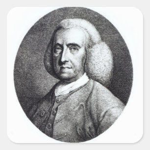 Pegatina Cuadrada Retrato de Peter Collinson (1694-1768) (grabado)