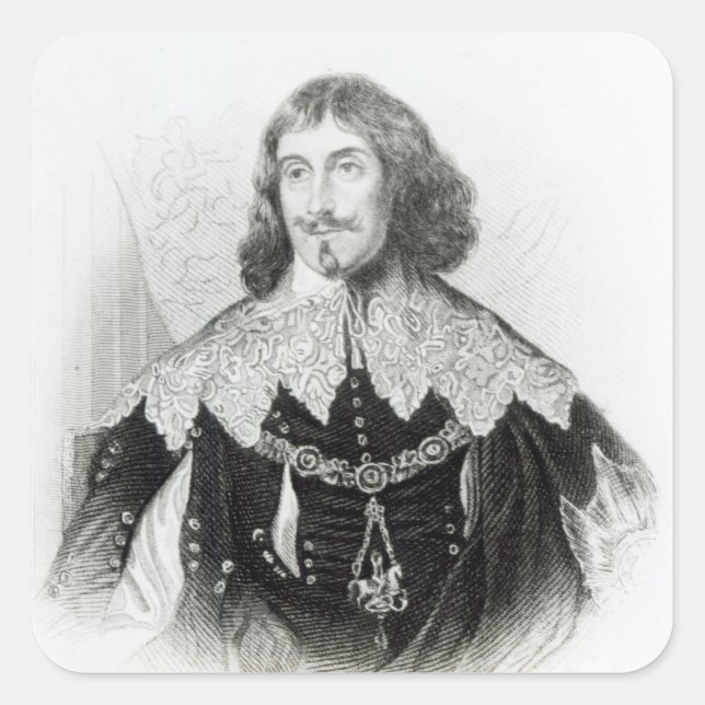 Pegatina Cuadrada Retrato de Philip Herbert (Anverso)