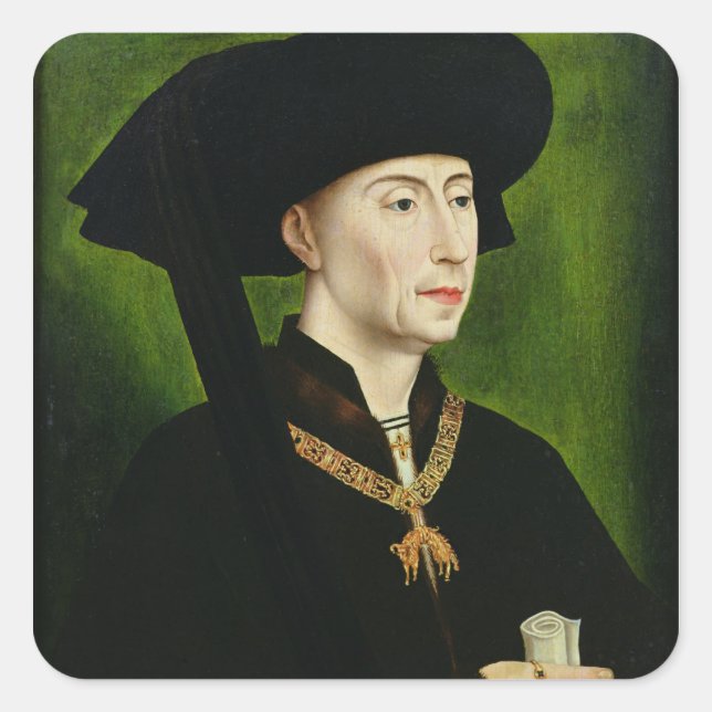 Pegatina Cuadrada Retrato de Philippe le Bon Duc de Bourgogne (Anverso)