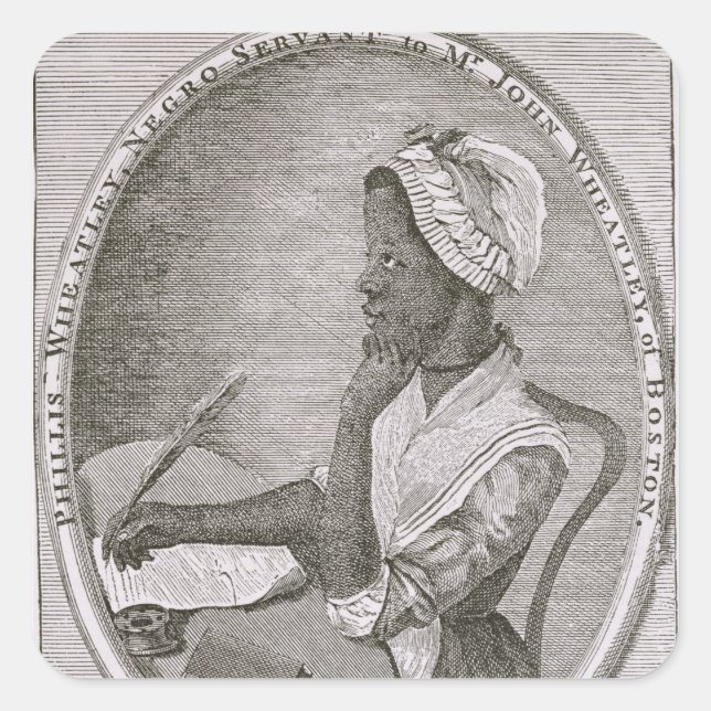 Pegatina Cuadrada Retrato de Phillis Wheatley (Anverso)