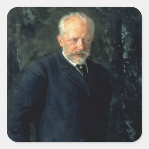 Pegatina Cuadrada Retrato de Piotr Ilyich Tchaikovsky