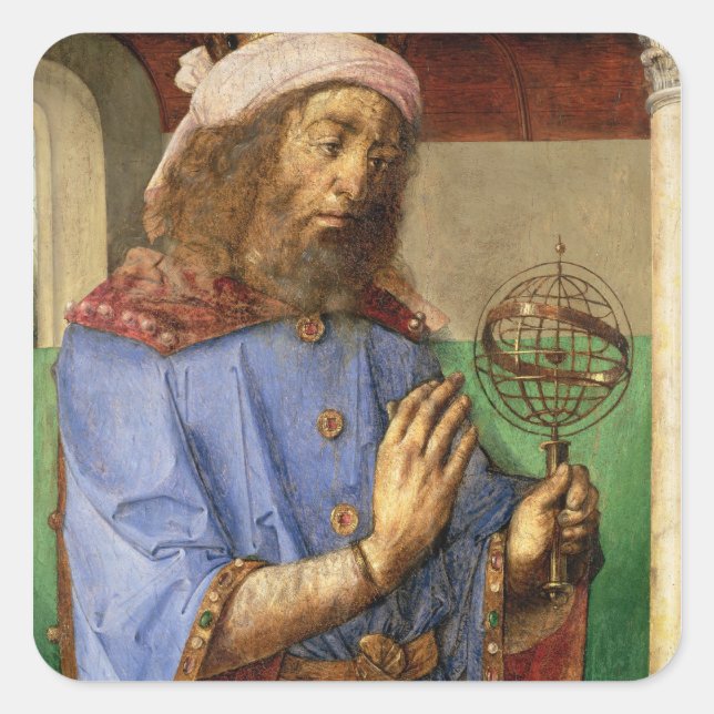 Pegatina Cuadrada Retrato de Ptolomeo, c.1475 (Anverso)