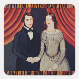 Pegatina Cuadrada Retrato de recién casados