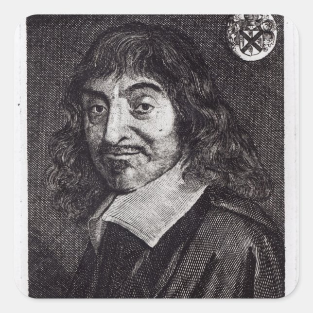 Pegatina Cuadrada Retrato de Rene Descartes (Anverso)