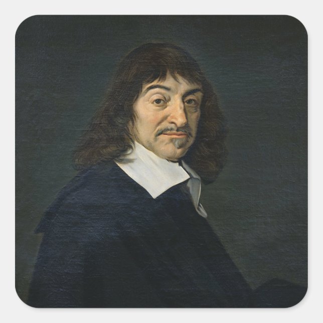 Pegatina Cuadrada Retrato de Rene Descartes c.1649 (Anverso)
