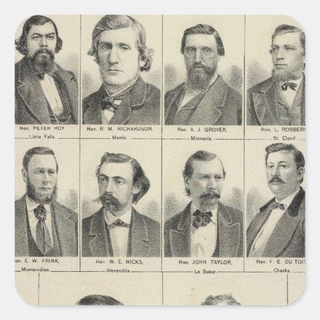 Pegatina Cuadrada Retrato de representantes de Minnesota (Anverso)