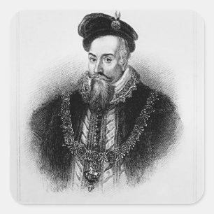 Pegatina Cuadrada Retrato de Robert Dudley, primer Conde de
