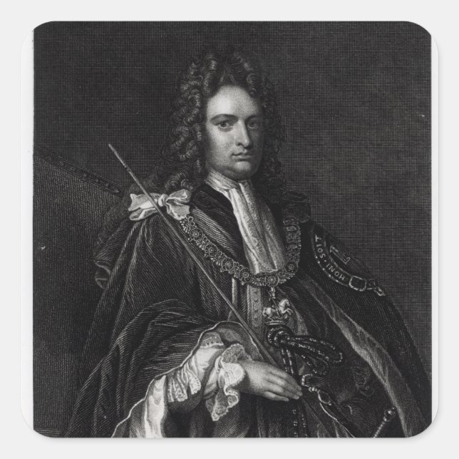 Pegatina Cuadrada Retrato de Robert Harley (Anverso)