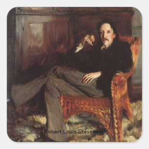 Pegatina Cuadrada Retrato de Robert Louis Stevenson