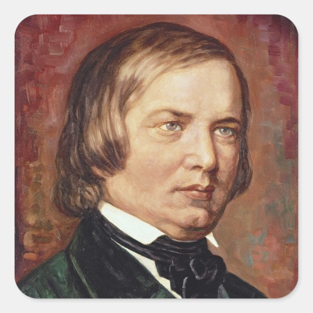 Pegatina Cuadrada Retrato de Robert Schumann (Anverso)