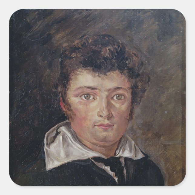 Pegatina Cuadrada Retrato de Robert Surcouf 1796 (Anverso)