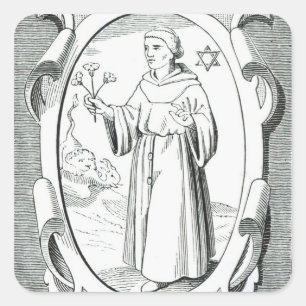 Pegatina Cuadrada Retrato de Roger Bacon
