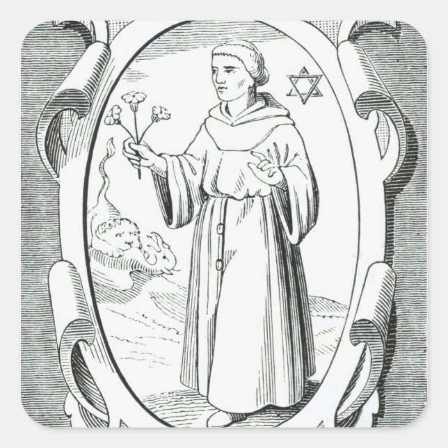 Pegatina Cuadrada Retrato de Roger Bacon (Anverso)